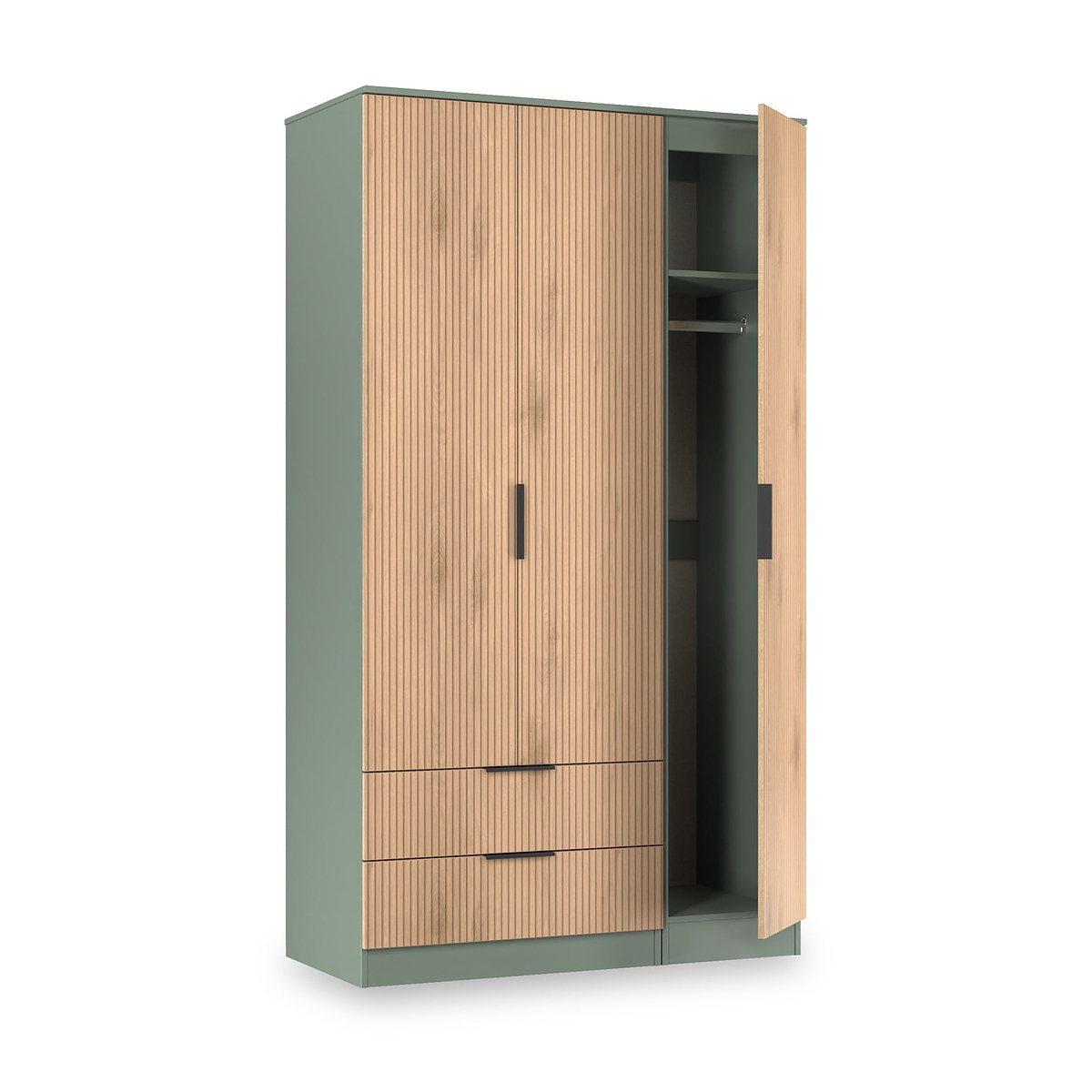 Jago-tall-3-door-2-drawer-wardrobe-green from Roseland Furniture