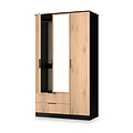 Jago-tall-3-door-2-drawer-mirror-wardrobe-black from Roseland Furniture