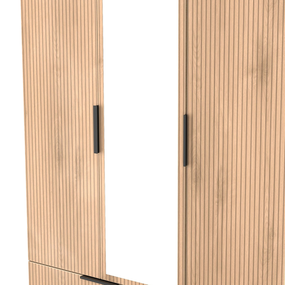 Jago-tall-3-door-2-drawer-mirror-wardrobe-black from Roseland Furniture