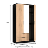 Jago-tall-3-door-2-drawer-mirror-wardrobe-black from Roseland Furniture
