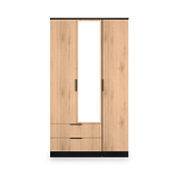 Jago-tall-3-door-2-drawer-mirror-wardrobe-black from Roseland Furniture