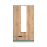 Jago-tall-3-door-2-drawer-mirror-wardrobe-green from Roseland Furniture
