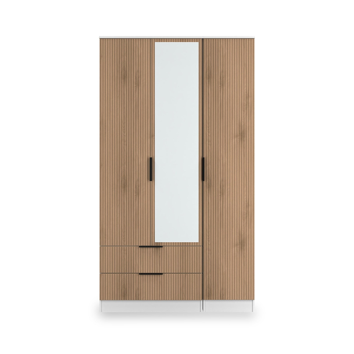 Jago-tall-3-door-2-drawer-mirror-wardrobe-white from Roseland Furniture