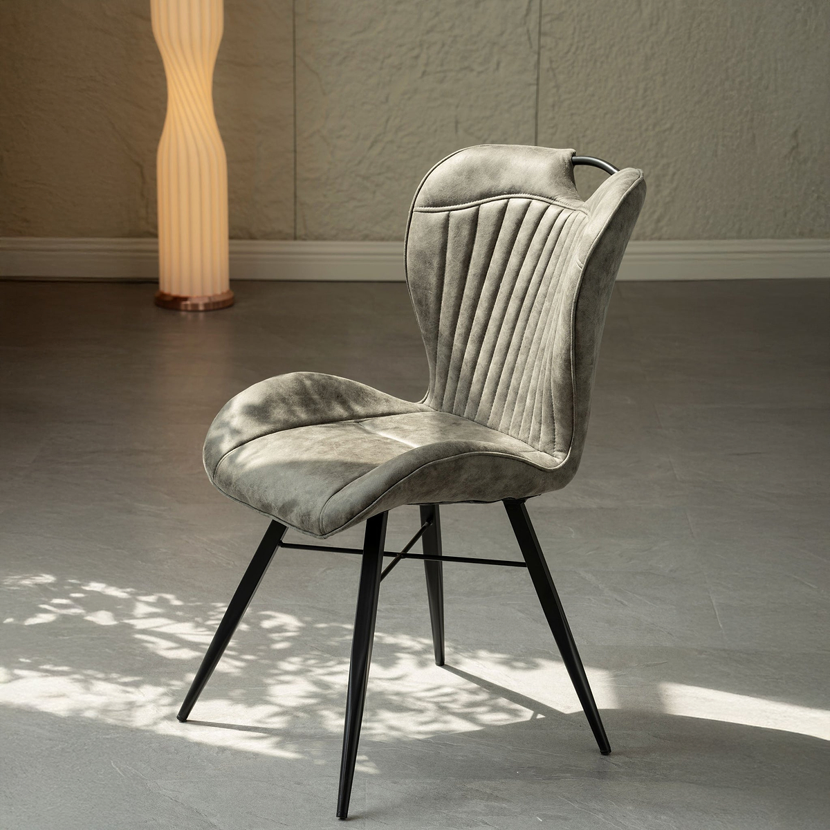 Peran Soft Faux Leather Grey Dining Chair from Roseland Furniture