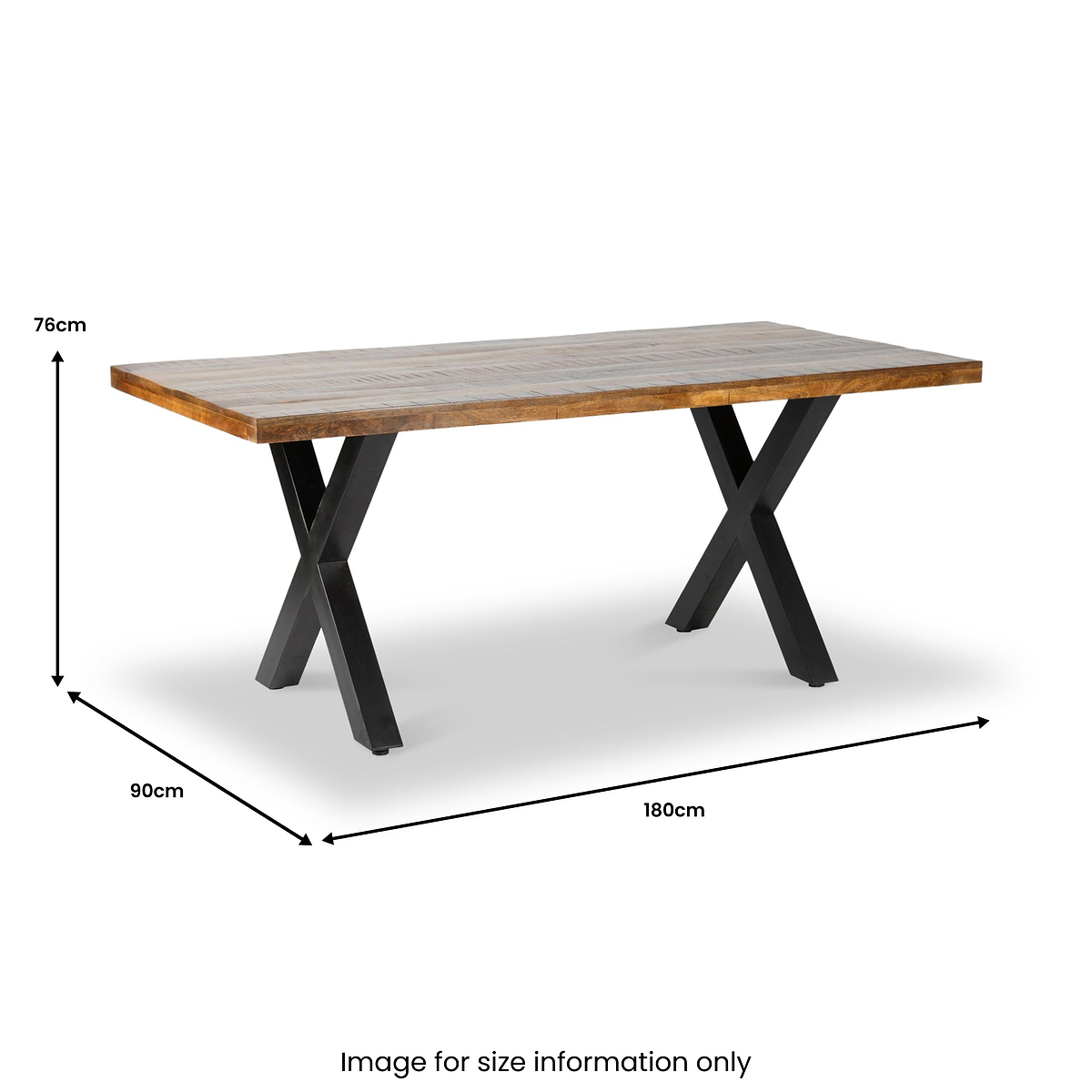 Benjin 180cm Mango Wood Dining Table dimensions