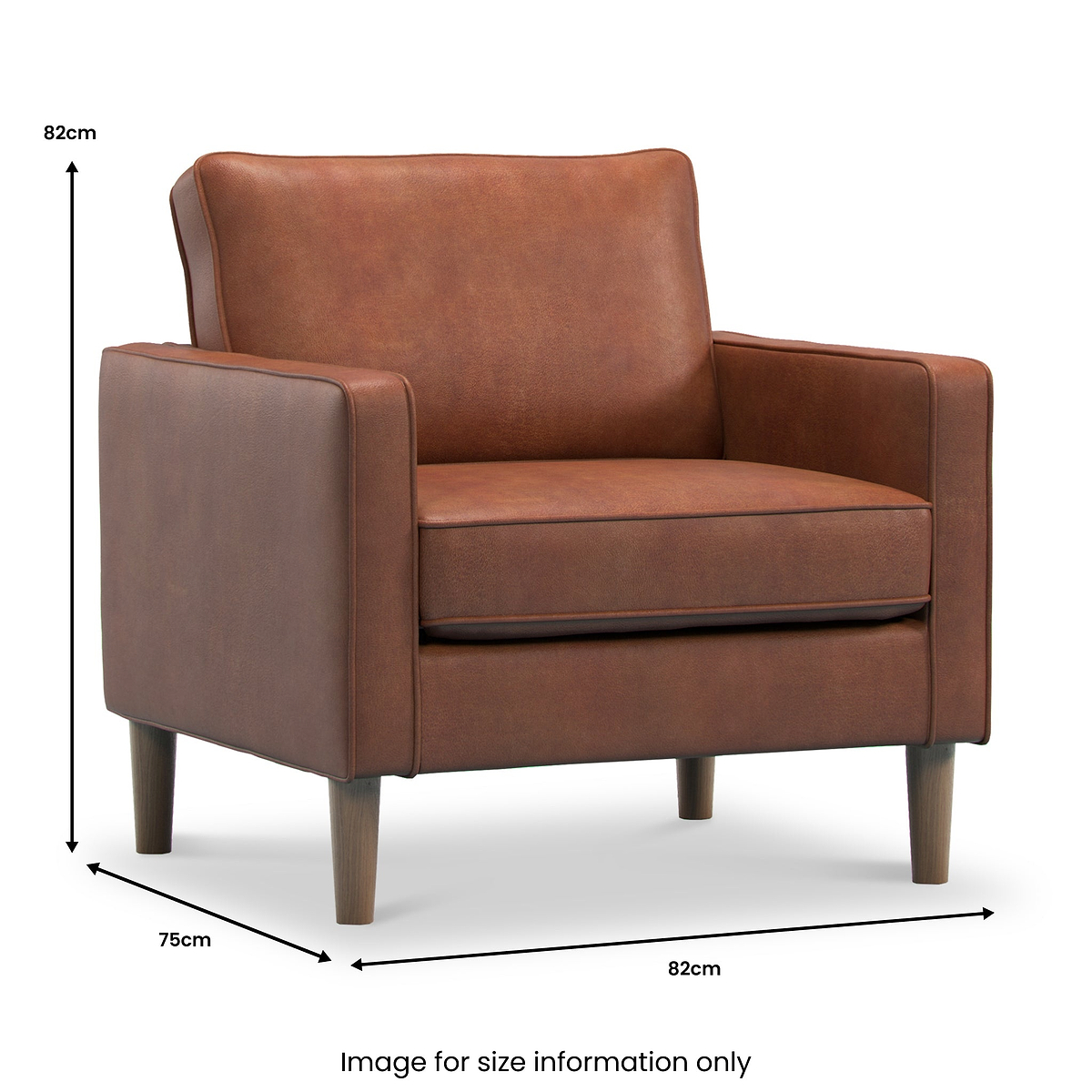 Jefri Faux Leather Armchair Tan Dims from Roseland Furniture
