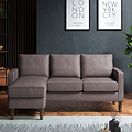 Jefri Faux Leather Reversible Chaise Sofa Grey from Roseland Furniture
