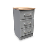 Talland Grey 3 Drawer Bedside Cabinet by Roseland Furniture