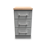 Talland Grey 3 Drawer Bedside Cabinet by Roseland Furniture