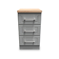 Talland Grey 3 Drawer Bedside Cabinet by Roseland Furniture