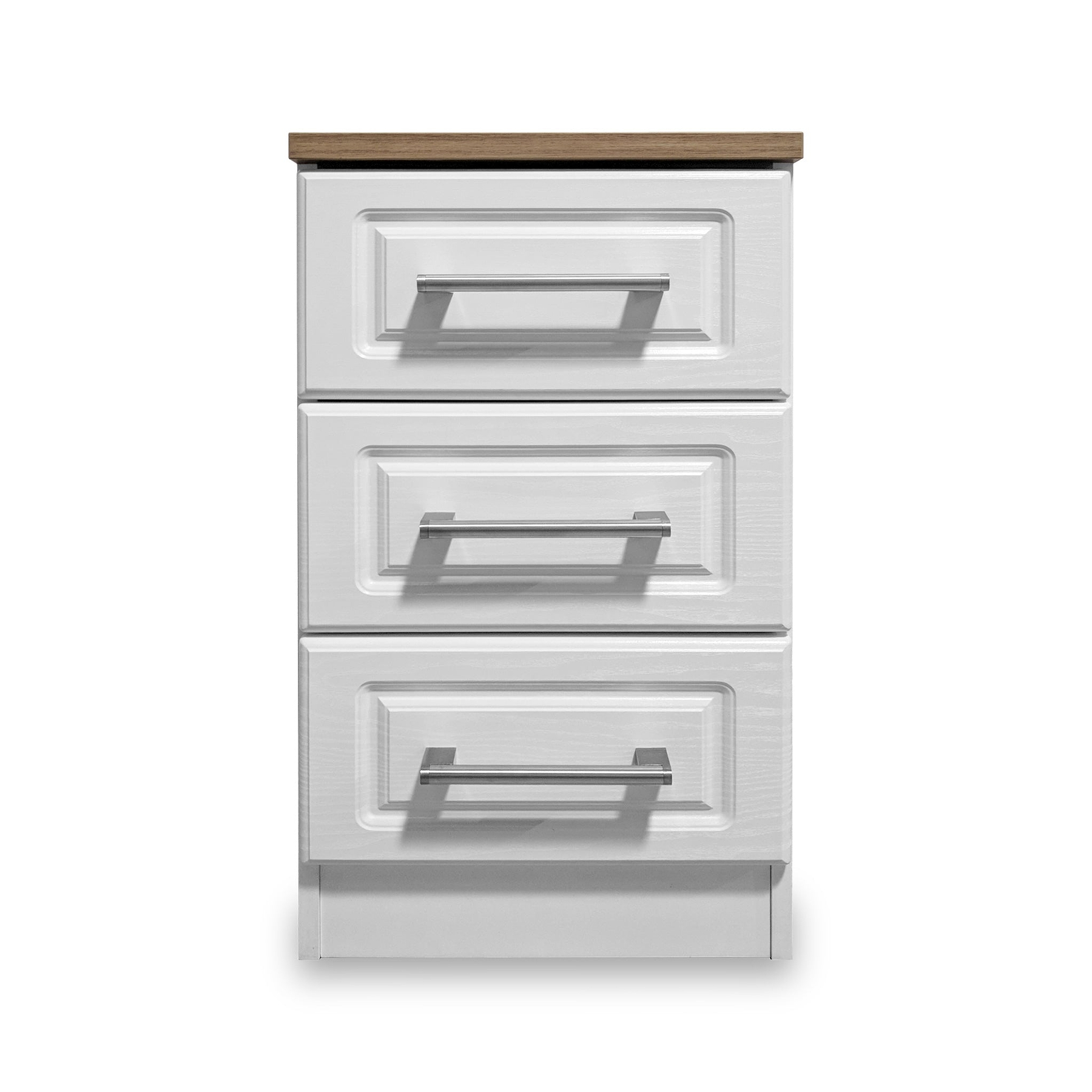 Talland White 3 Drawer Bedside Cabinet by Roseland Furniture