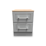 Talland Grey 2 Drawer Bedside Cabinet by Roseland Furniture