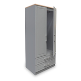 Talland Grey 2 Door 2 Drawer Wardrobe by Roseland Furniture