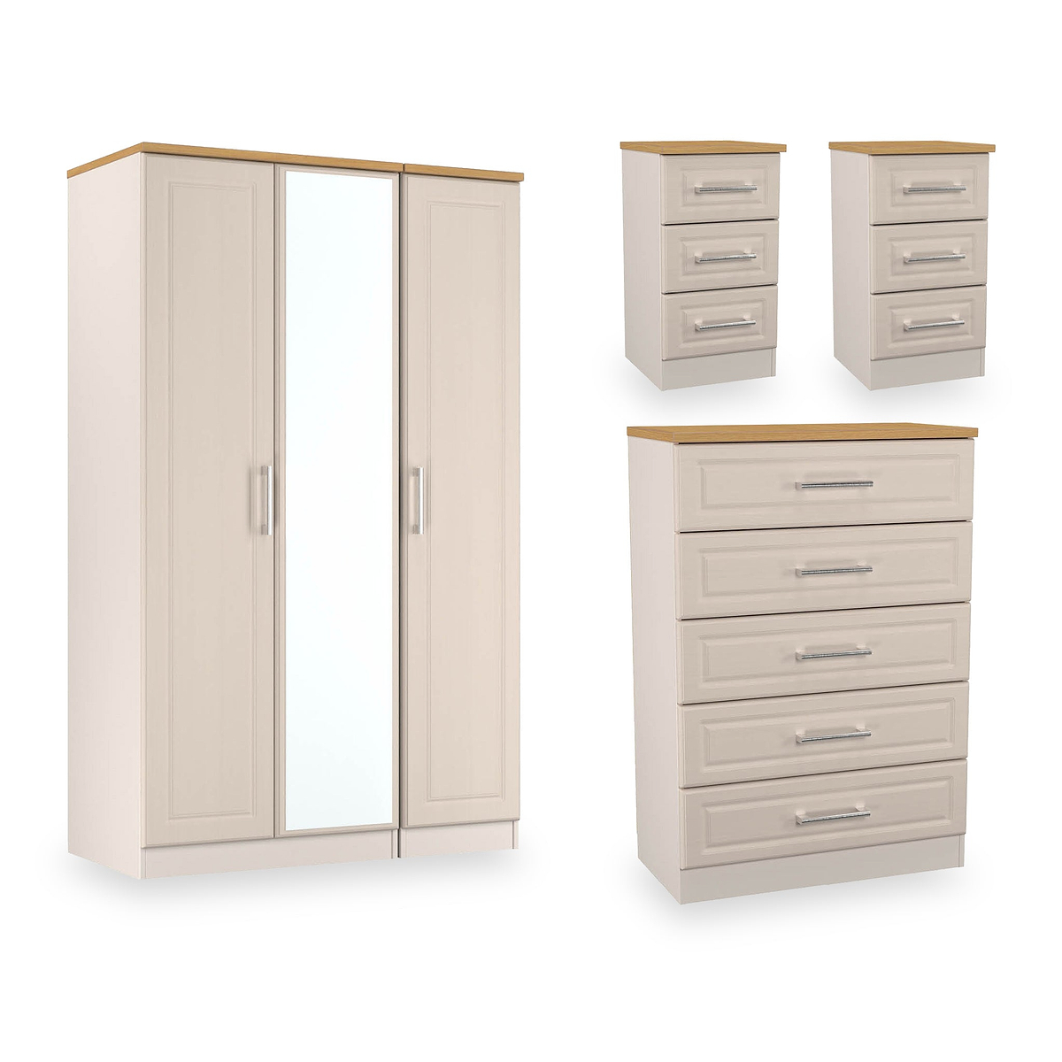 Talland 4 Piece Bedroom Furniture Set Ash Oak from Roseland Furniture