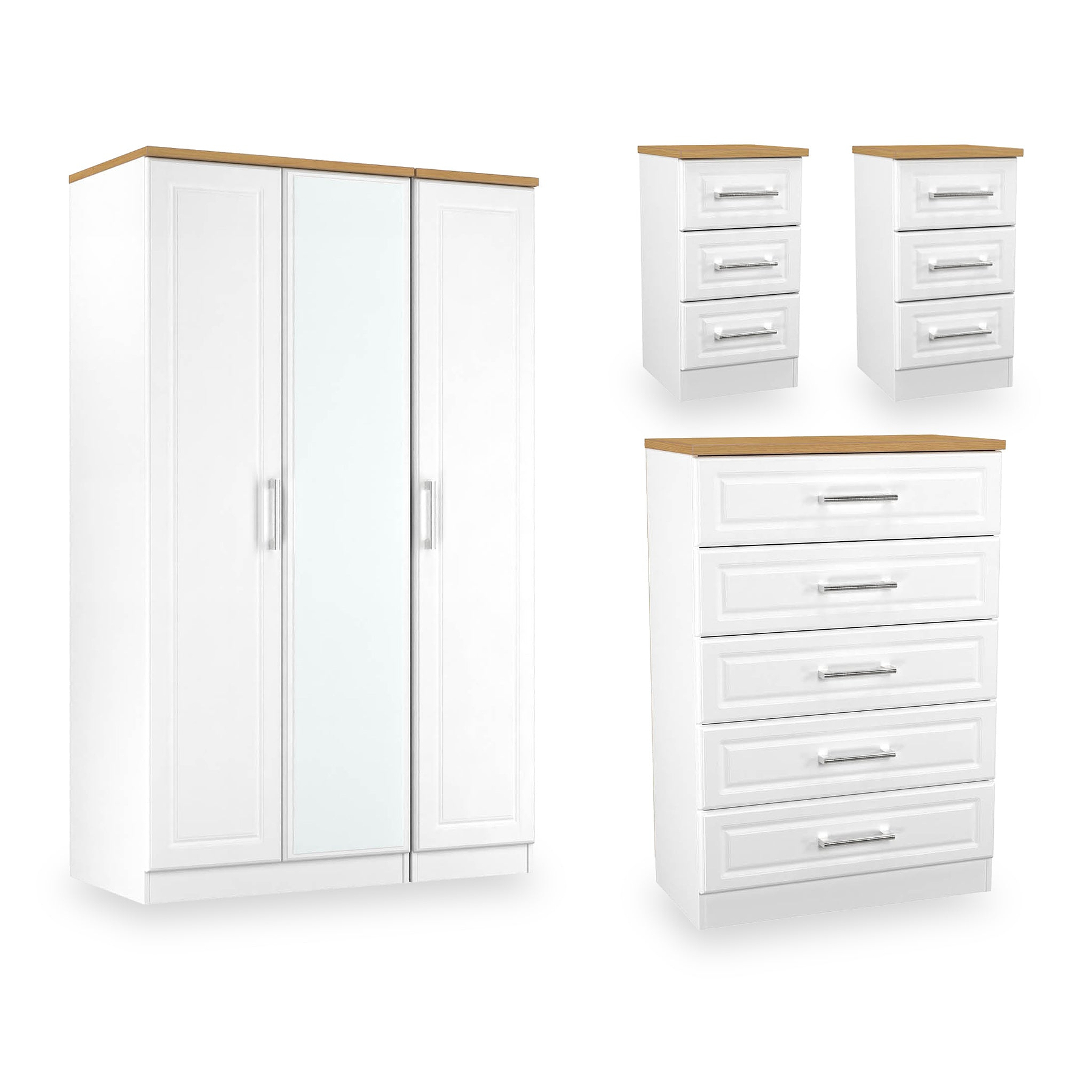 Talland 4 Piece Bedroom Furniture Set White Ash Oak from Roseland Furniture