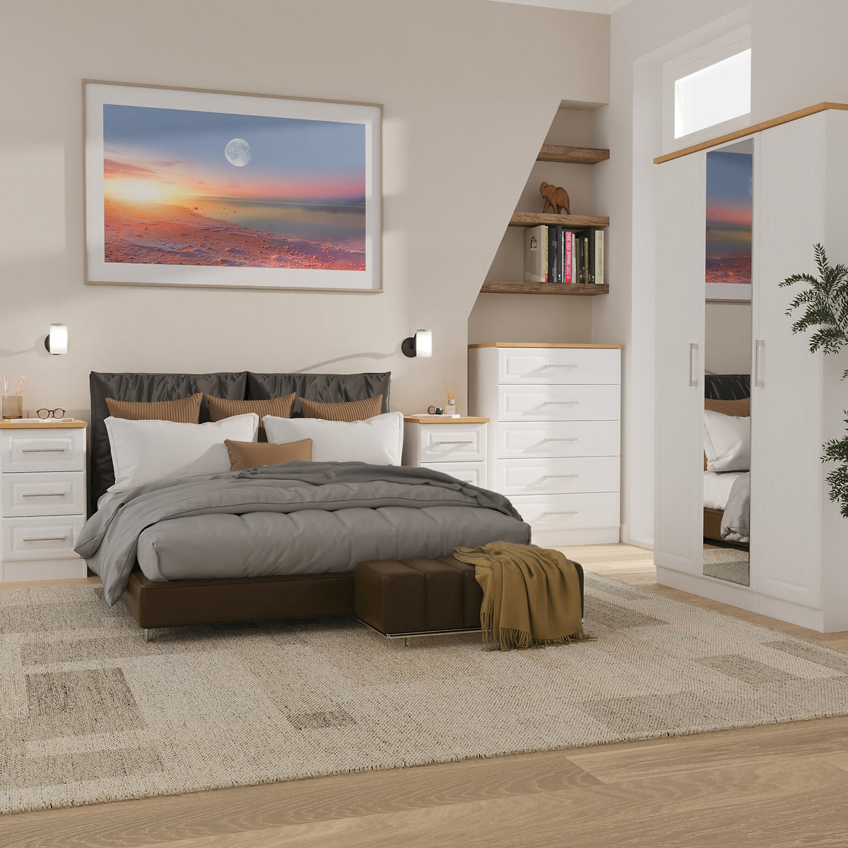 Talland 4 Piece Bedroom Furniture Set White Ash Oak from Roseland Furniture