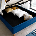Kia Blue Velvet Ottoman Bed with storage