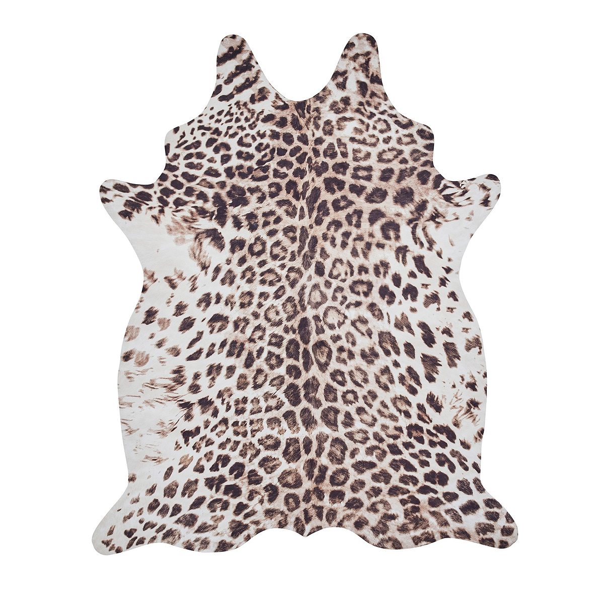 Dakar Faux Fur Leopard Print Rug Brown Beige from Roseland Furniture