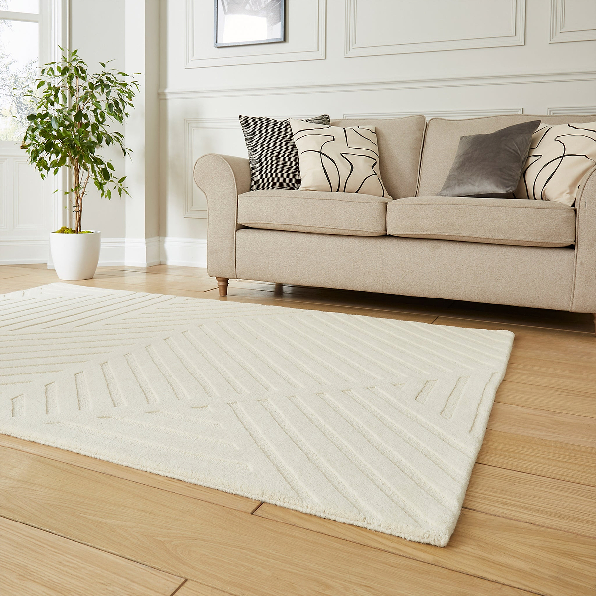 Sedra Diagonal Imprinted Rug Ivory from Roseland Furniture