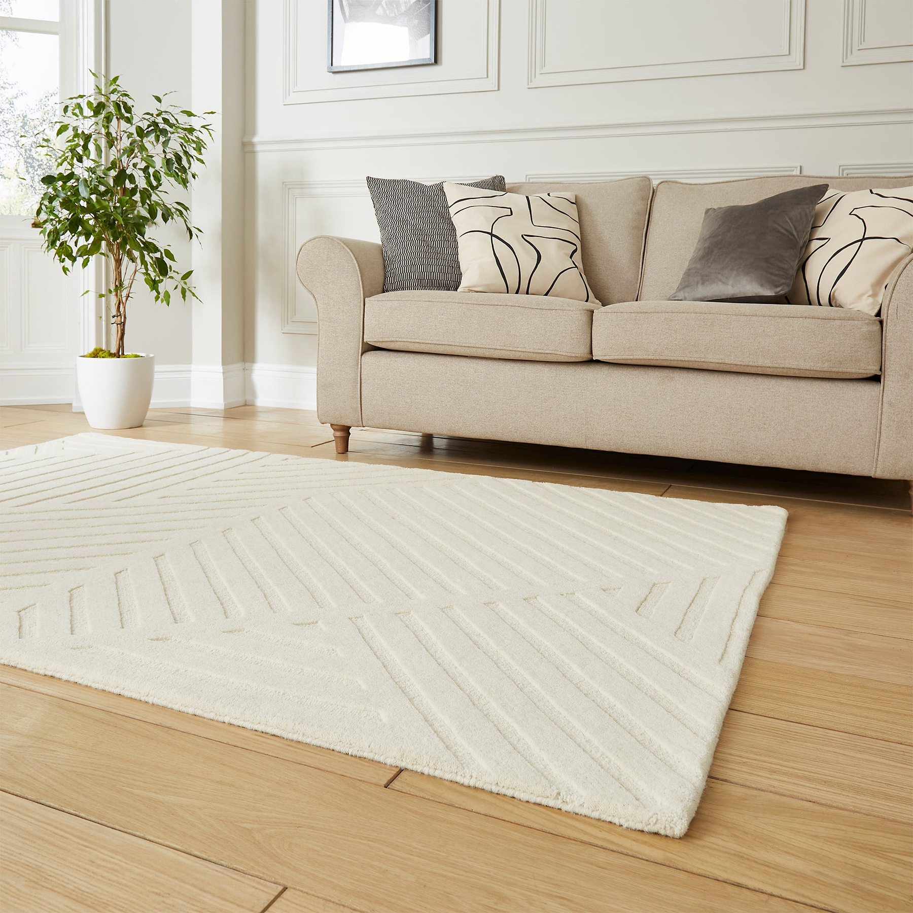 Sedra Diagonal Imprinted Rug Ivory from Roseland Furniture