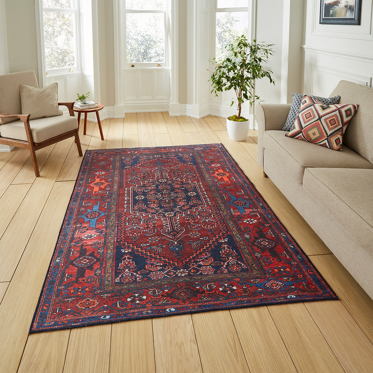 Birchall Washable Persian Design Rug Red from Roseland Furniture