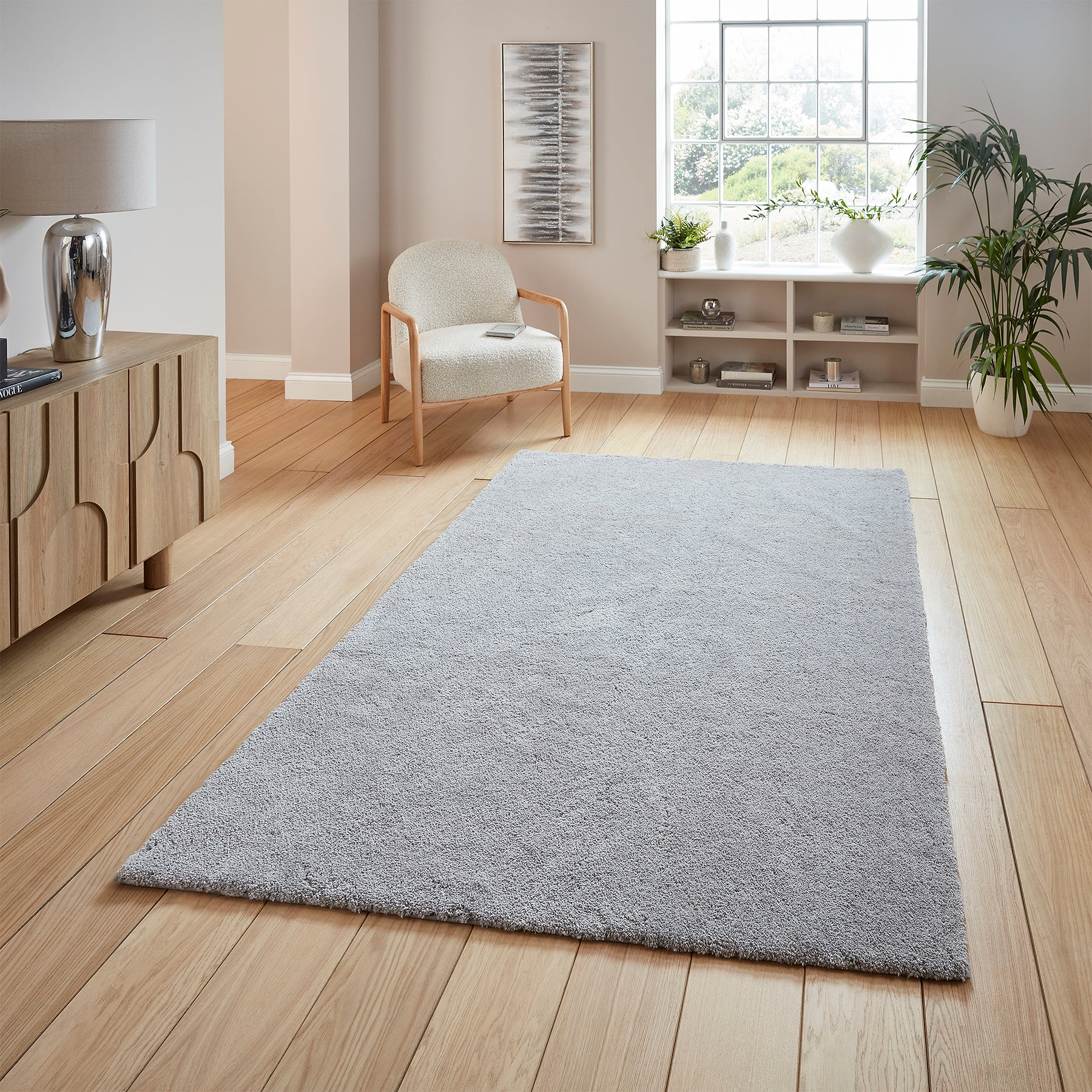 Mackenzie Washable Shaggy Rug Silver from Roseland Furniture