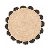 Chesney Black Jute Scalloped Edge Circle Rug from Roseland Furniture