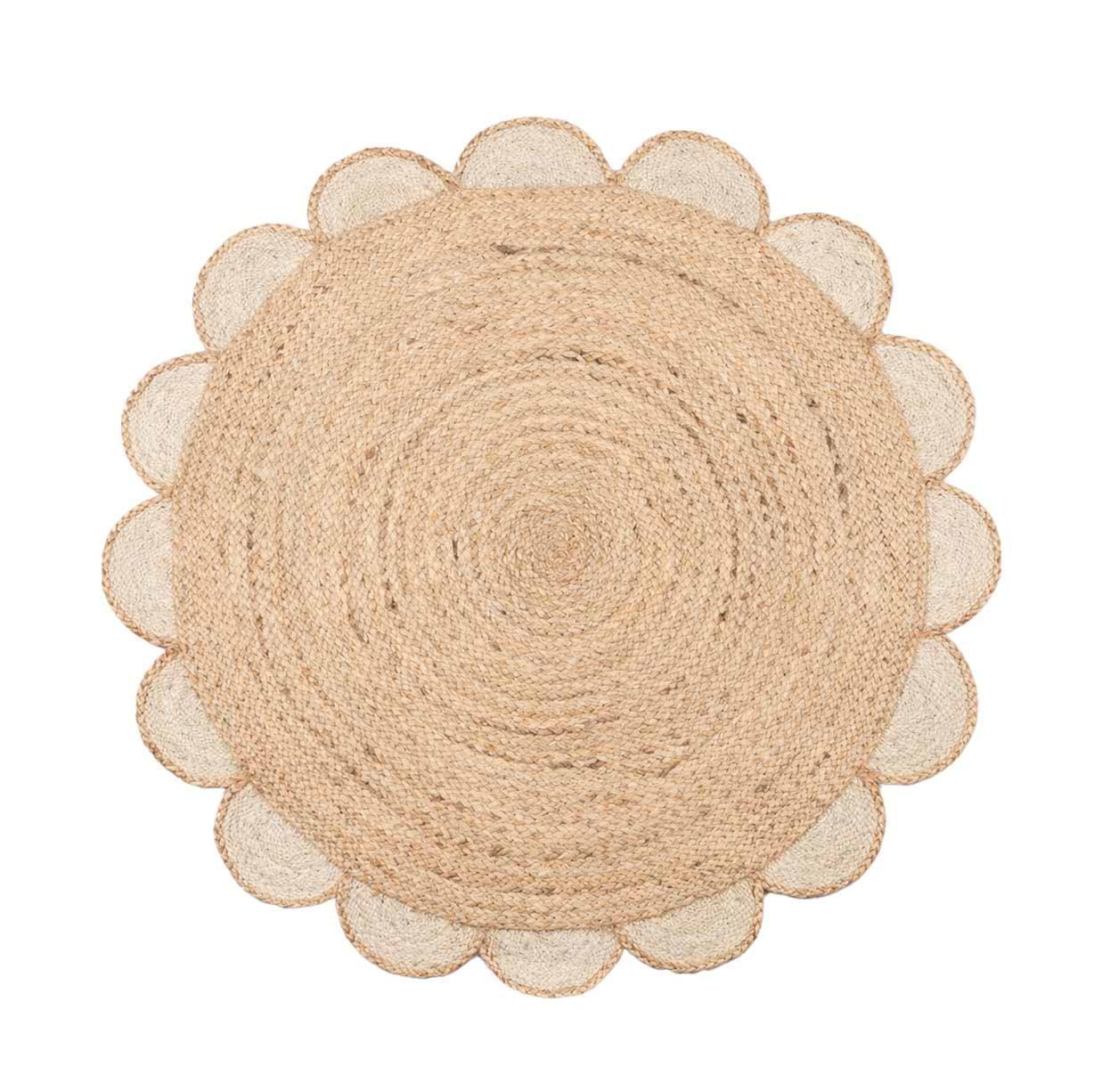Chesney Cream Jute Scalloped Edge Circle Rug from Roseland Furniture