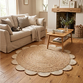 Chesney Cream Jute Scalloped Edge Circle Rug from Roseland Furniture