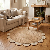 Chesney Cream Jute Scalloped Edge Circle Rug from Roseland Furniture