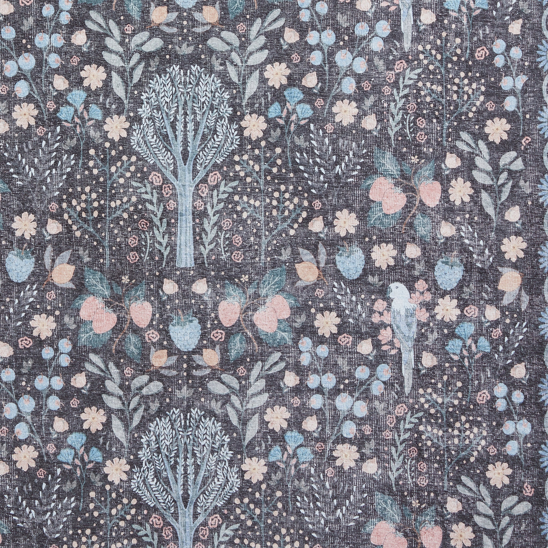 Emmie Classic Floral Print Rug Black Blue from Roseland Furniture