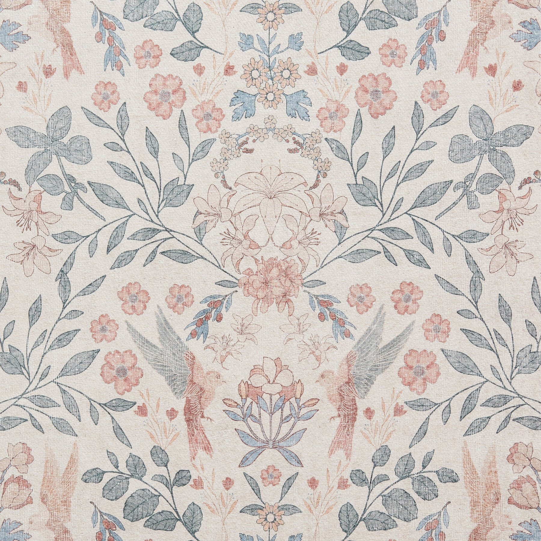 Rosa Classic Floral Print Rug Beige Blue from Roseland Furniture