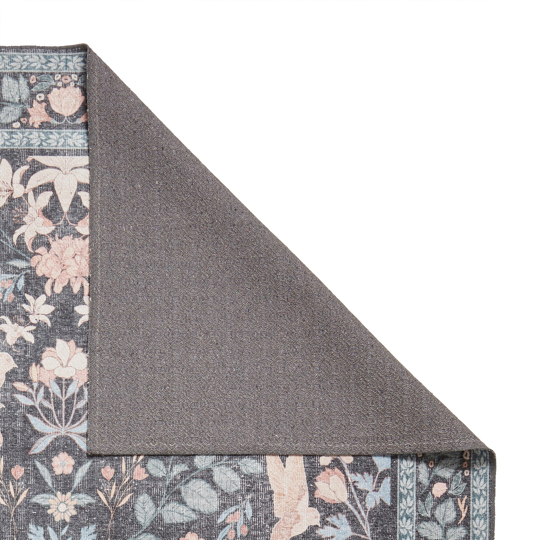 Rosa Classic Floral Print Rug Dark Blue from Roseland Furniture