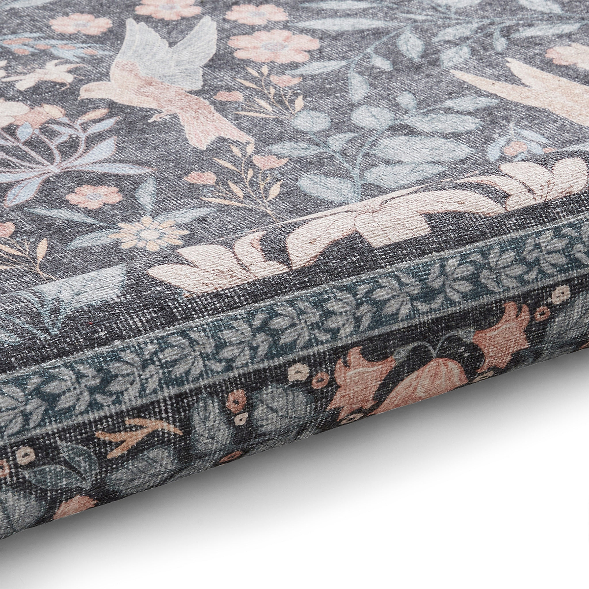 Rosa Classic Floral Print Rug Dark Blue from Roseland Furniture