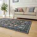 Mila Classic Floral Print Rug Dark Blue from Roseland Furniture