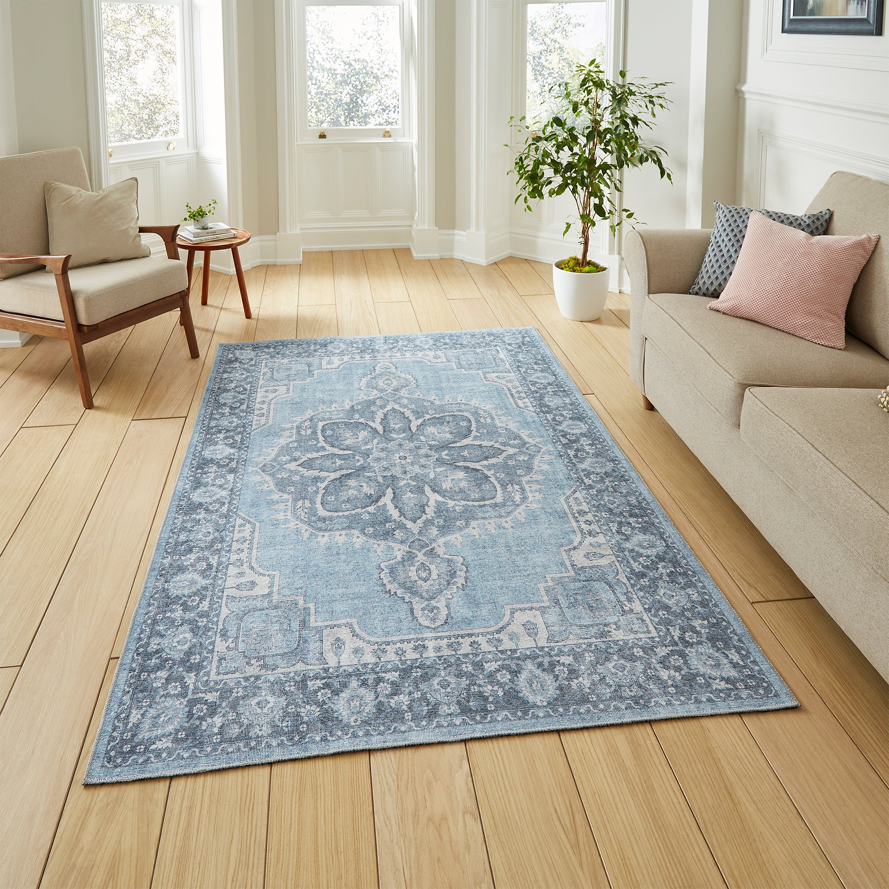 Madison Washable Vintage Inspired Rug Blue from Roseland Furniture