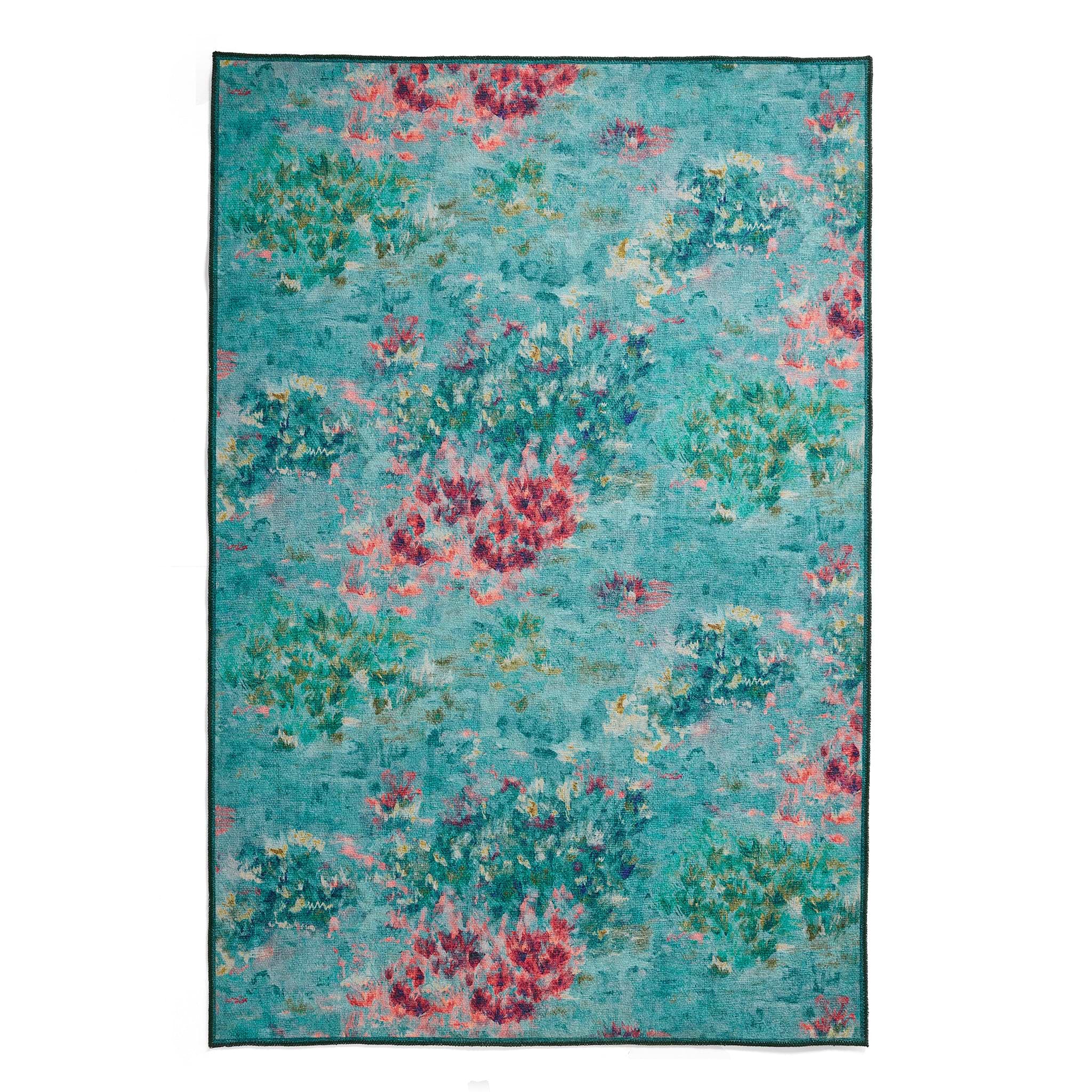 Clarke Clarke Fiore Rose Teal Washable Rug from Roseland Furniture