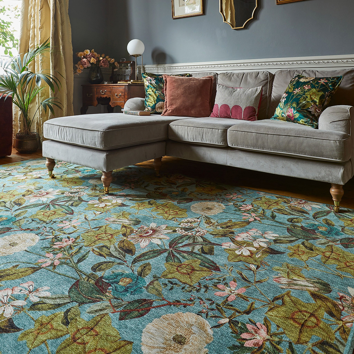 Clarke Clarke Passiflora Mineral Washable Rug from Roseland Furniture