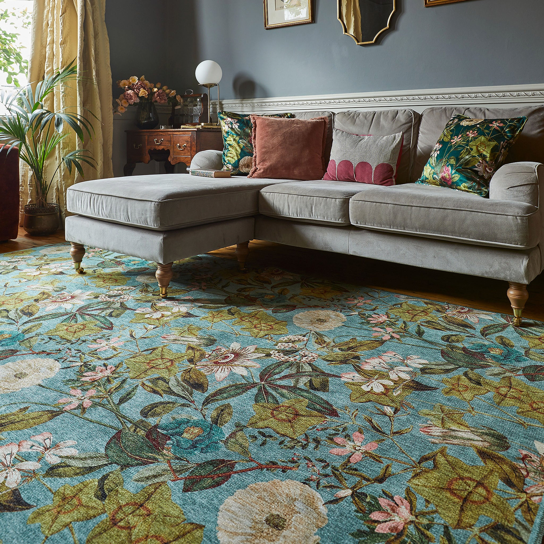 Clarke Clarke Passiflora Mineral Washable Rug from Roseland Furniture