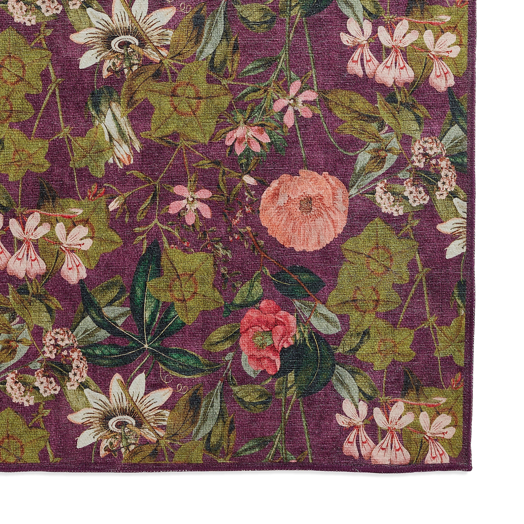 Clarke Clarke Passiflora Mulberry Washable Rug from Roseland Furniture