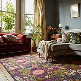 Clarke Clarke Passiflora Mulberry Washable Rug from Roseland Furniture