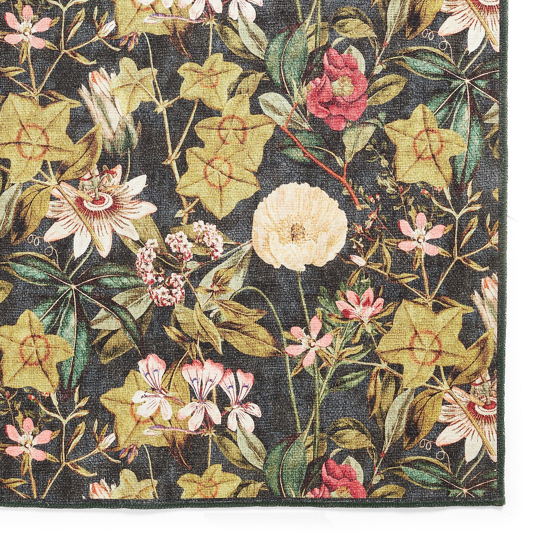 Clarke Clarke Passiflora Noir Washable Rug from Roseland Furniture
