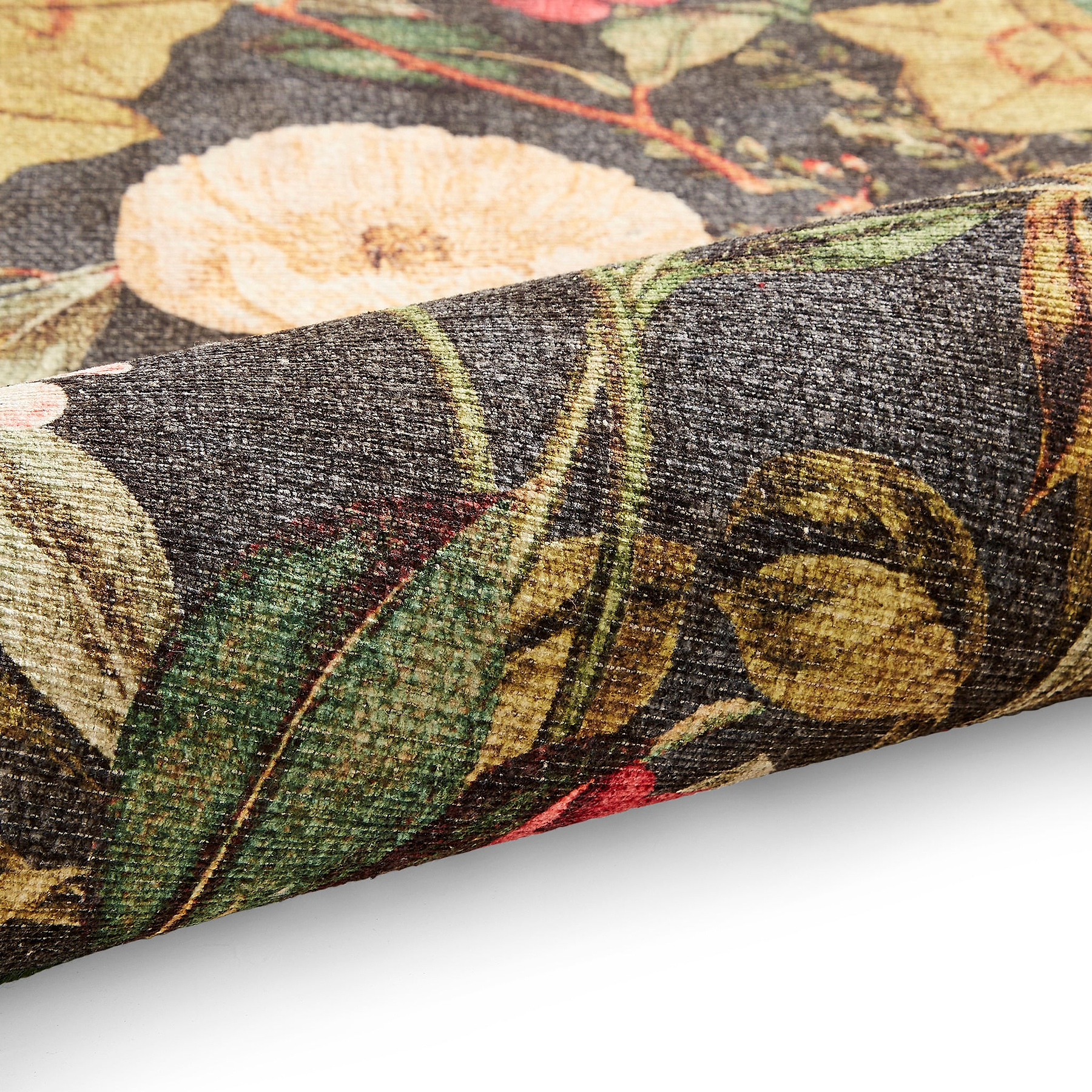 Clarke Clarke Passiflora Noir Washable Rug from Roseland Furniture