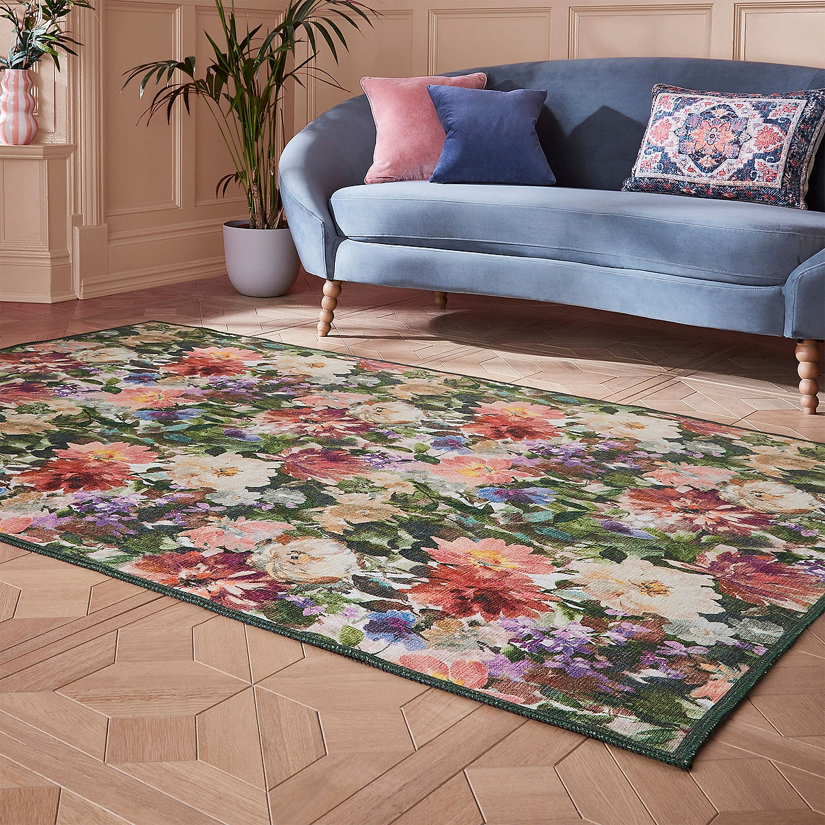 Clarke Clarke Tahiti Forest Rouge Washable Rug from Roseland Furniture