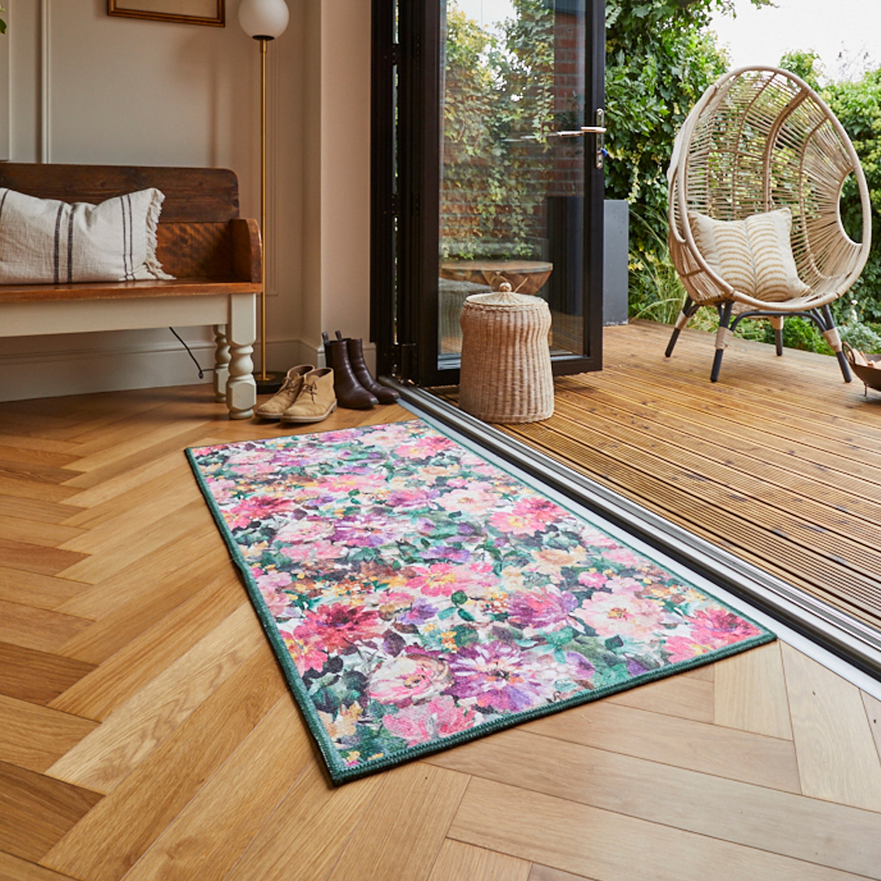 Clarke Clarke Tahiti Fuchsia Washable Rug from Roseland Furniture