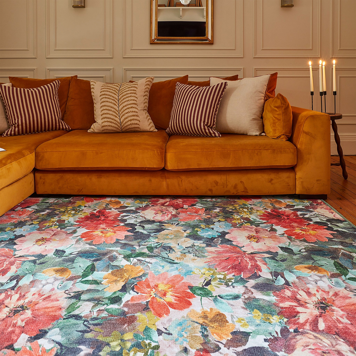 Clarke Clarke Tahiti Teal Rouge Washable Rug from Roseland Furniture