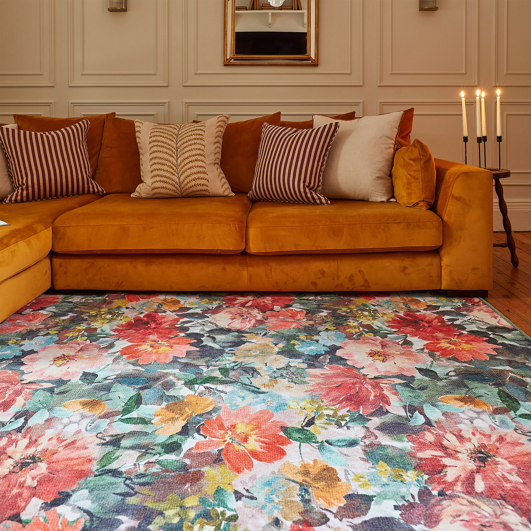Clarke Clarke Tahiti Teal Rouge Washable Rug from Roseland Furniture