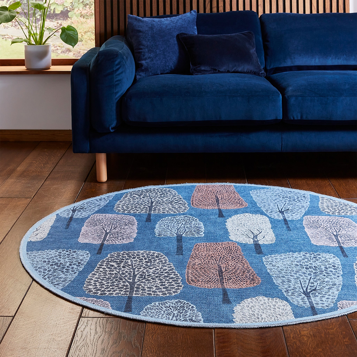Scion Cedar Midnight Circle Rug from Roseland Furniture