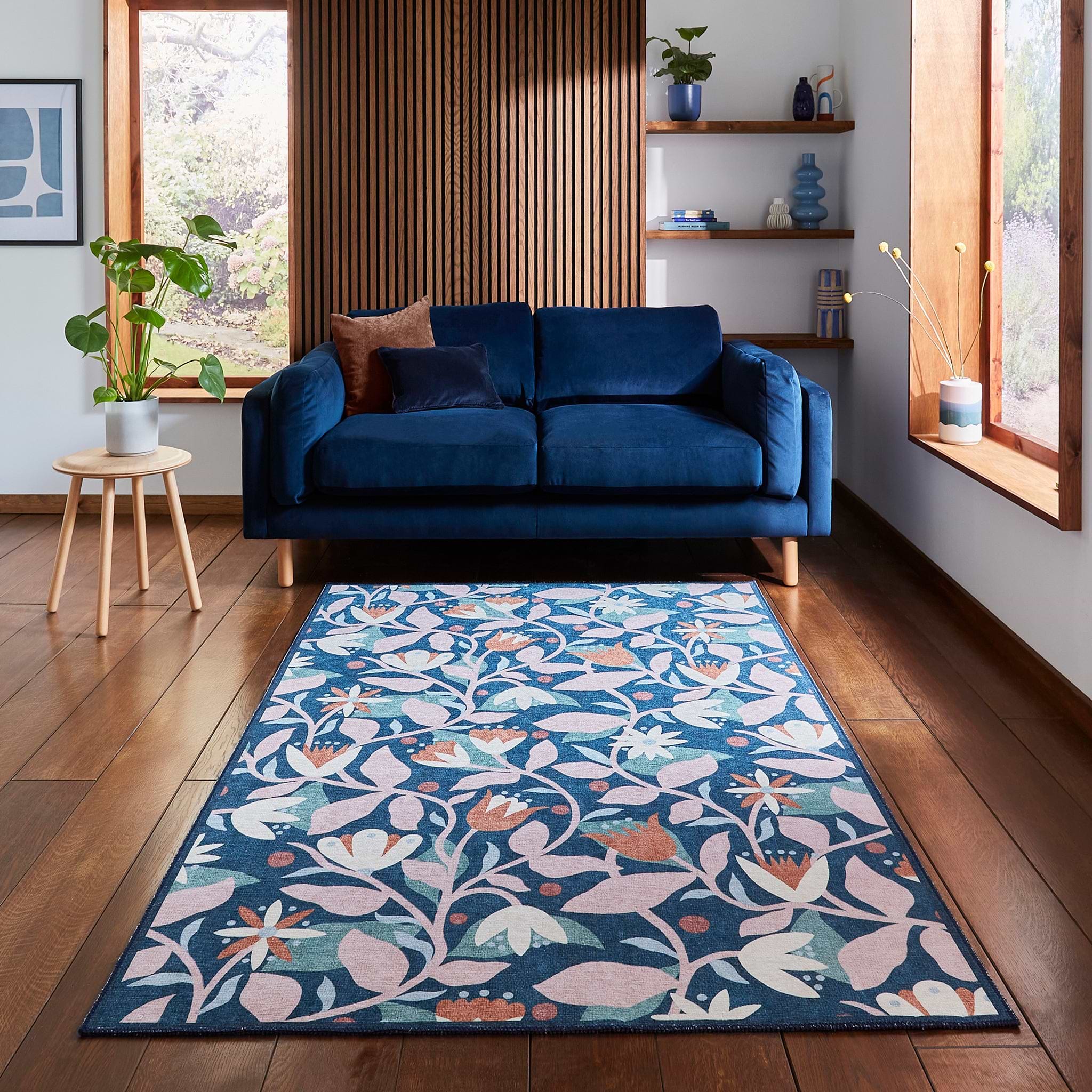 Scion Dancing Daisies Ink Blush Rug from Roseland Furniture
