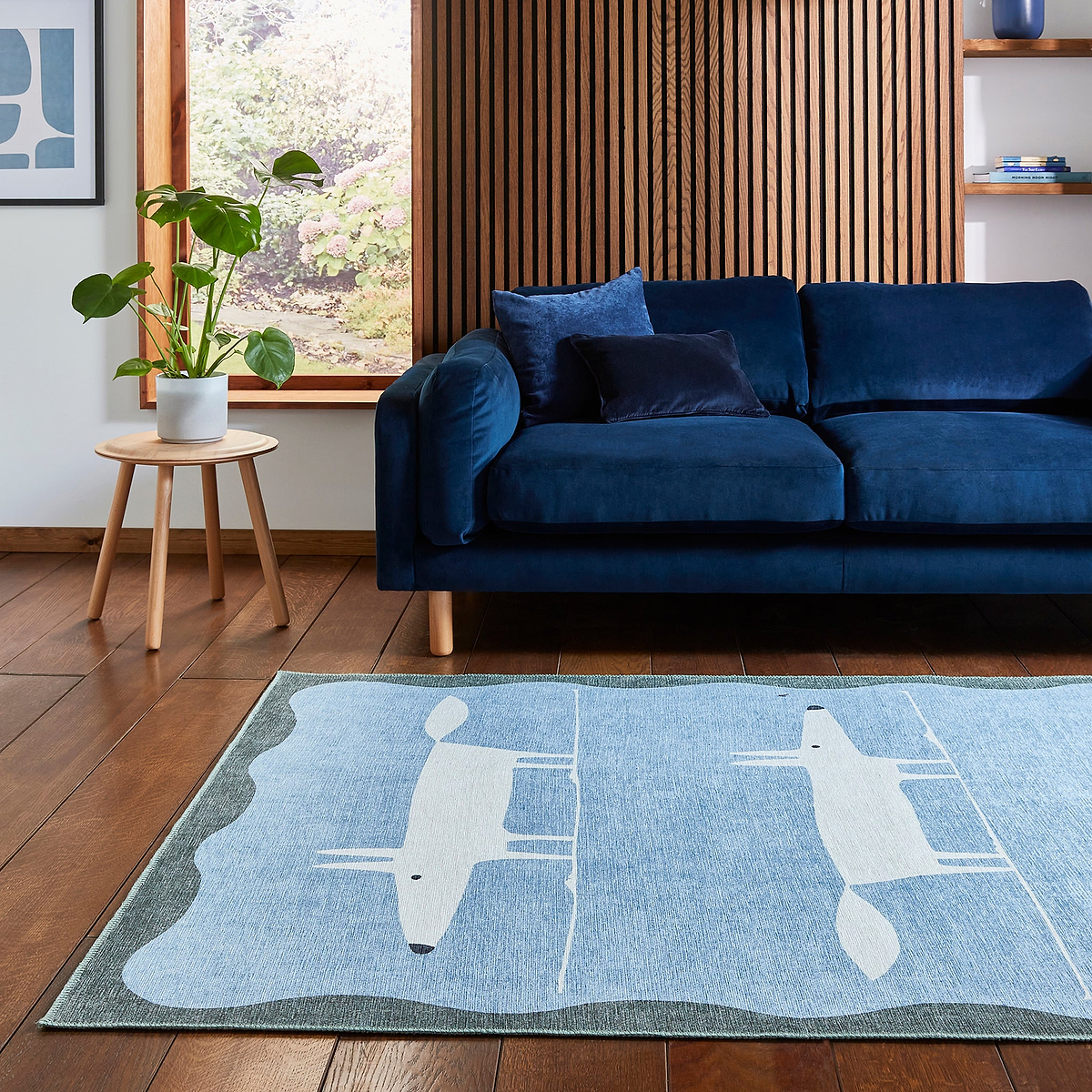Scion Mr Fox Blue White Rug from Roseland Furniture